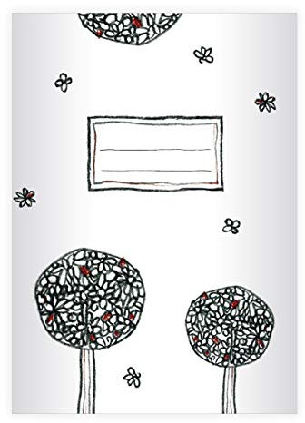 Kartenkaufrausch 4 schöne Doodle DIN A4 Schulhefte, Rechenhefte mit Bäumen, Lineatur 23 (kariertes/rautiertes Heft 16 Blatt/32 Seiten) Notizheft, Kladde für Schule, Universität, Büro
