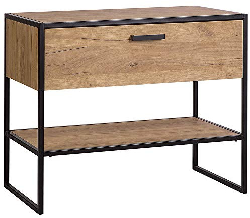 Lomadox Waschtischunterschrank für Aufsatzbecken in Gold Craft Oak/schwarz, Breite: 90 cm