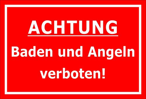 Melis-Folienwerkstatt Schild Baden Angeln verboten 30x20cm - Bohrlöcher - 3mm Aluverbund – 20 VAR S00110-001-D