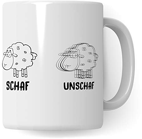 Pagma Druck Schaf Unschaf Tasse - Witz Geschenk Becher lustig - Schafe Tiere Geschenkidee Wortwitz Kaffeetasse