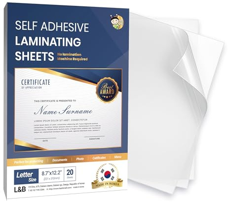 No Heat Laminating Sheets Self Sealing A4 Size, (23 x 30 cm), 100 Micron Thickness, No Machine Self Adhesive Laminating Sheets [Letter Size] by HA SHI (20) | No machine or heat needed. Clear, single-sided, self-adhesive sheets protect documents, photos, cards & certificates.