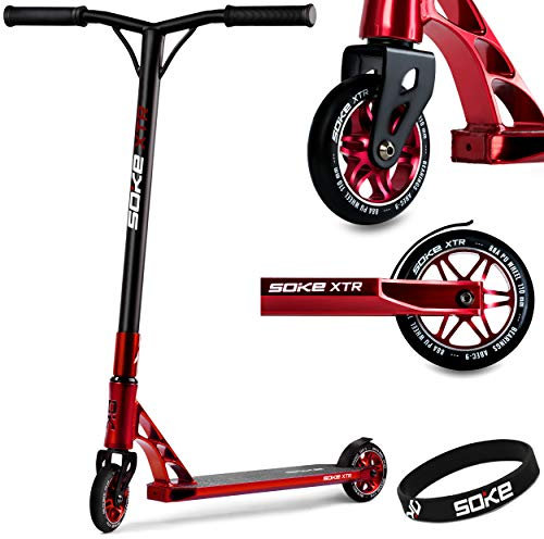 Stunt Scooter SOKE XTR Kickscooter ABEC 9 Kugellager Roller Trettroller Rotfür Erwachsene und Kinder