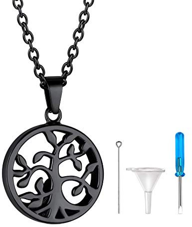 GOLDCHIC JEWELRY Arbol de Familia Colgantes Cenizas Cadena Negra para Mujeres Hombres