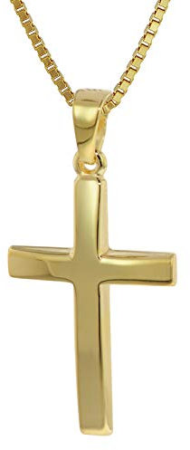trendor Kreuz Anhänger Gold 333 (8 Karat) mit goldplattierter Kette für Damen, zeitloser Kreuz-Anhänger aus Echtgold, edles Geschenk 35796-42 42 cm