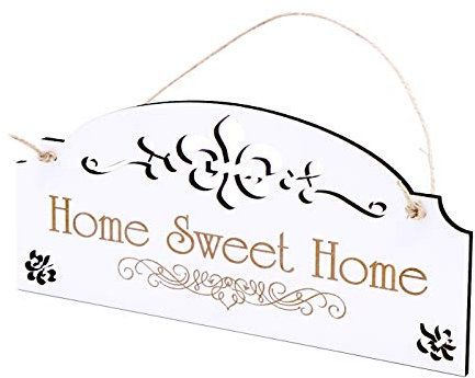 Schild Home Sweet Home - Vintage Türschild mit Ornamenten 22 x 11 cm