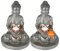 bmf-versand® Solarlampen für Außen Deko mit LED 2er Set - Gartendeko Figuren Steinoptik - Solarleuchten Garten Groß - Außenlampe Stehend Solar Buddah Blume - Höhe 30 cm