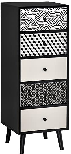 HOMCOM Chest of Drawers, 5 Drawer Dresser, Vertical Storage Organizer Unit for Bedroom, Living Room