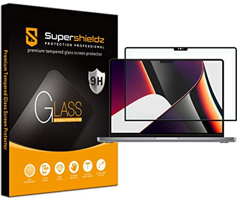 Supershieldz Entworfen für MacBook Pro 14 Zoll (M4, M3, M2, M1, Pro/Max) Displayschutzfolie aus gehärtetem Glas, kratzfest, blasenfrei