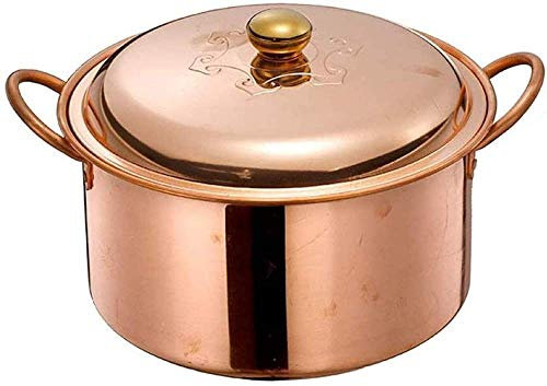 Kochtöpfe Pfannen Auflauf Suppentopf handgemachte Kupfersuppentopf Eintopfpfanne Gasherd vertiefen dicken Kupfertopf Kupfertopf Eintopf Kupfertopf Home Topf Perfekt für Frühstück Bratpfanne-22CM