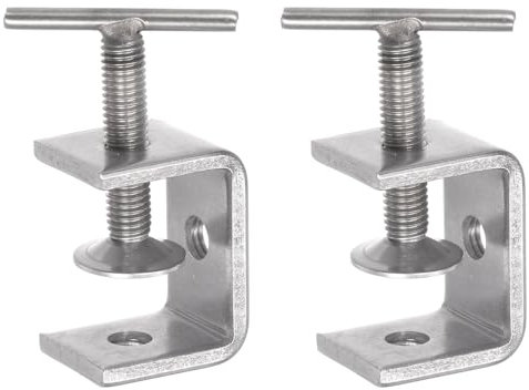 sourcing map Stainless Steel C-Clamp, 40mm Wide Jaw Opening with T-Bar Handle for Woodworking Welding Building 2 Pcs