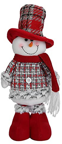 Azusumi Ausziehbare Beine Santa Schneemann Figuren Puppe, Xmas Ornaments Tisch Kamin Dekor Höhenverstellbare Weihnachtsdekorations Plüschpuppe(Schneemann)