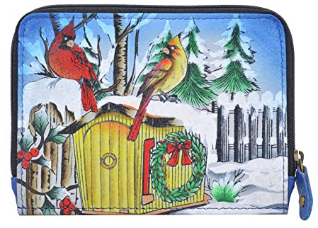 Anna by Anuschka Handbemalte Damen-Geldbörse aus echtem Leder, Schneetag, Einheitsgröße