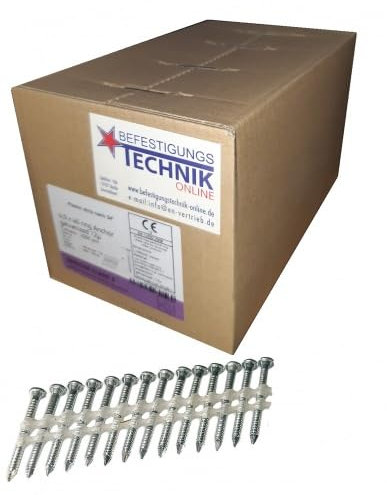 2000 Ankernägel 4,0x50mm 34° verzinkt, plastgebunden | passend für Ankernagler Hikoki NR3665DA, Tjep KA1, KA2, KA4060, Paslode PSN50NP, Bostitch MCN-250, F-250SPP