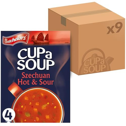 Batchelors Cup a Soup Szechuan Hot & Sour Instant Soup Sachets, 92 g Box (Pack of 9 Boxes - Each Contains 4 Sachets)