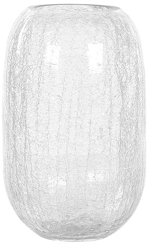 Vase à Fleurs Décoratif 28 cm Verre Rond Effet Craquelé Transparent Kyrakali