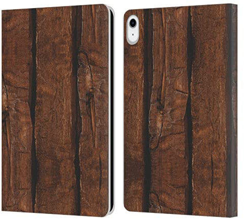 Head Case Designs Offizielle PLdesign Laendliches Alt Hold Braun Holz Und Rost Drucke Leder Brieftaschen Handyhülle Hülle Huelle kompatibel mit Apple iPad 10.9 (2022)