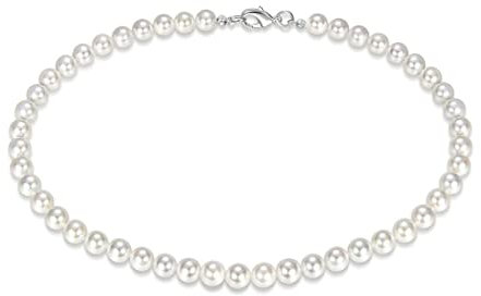 NIANOPKM Collier Perle Perles Bohème,D'imitation Long Collier En Perles de Vintage Artificielles,Colliers ras du cou en perles de coquillages blancs pour hommes et filles