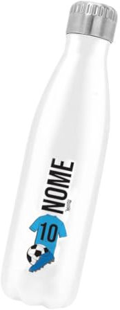 Borraccia Termica Bottiglia Termica Acciaio Inox 500ml Bottiglia Termica Made in Italy Ecologica Thermos 24 Ore Freddo & 12 h Caldo - Personalizzata con nome - Calcio