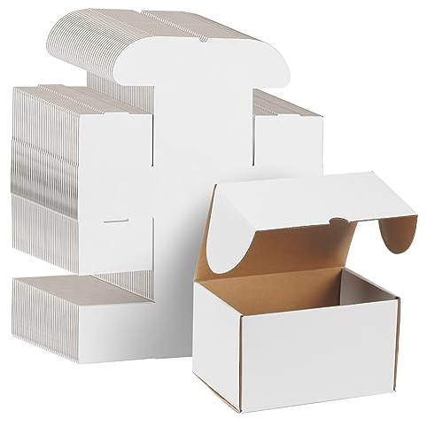 WIFTREY Versandkartons aus Wellpappe, 17,8 x 12,7 x 10,2 cm, Weiß, 50 Stück