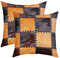 2er Set Kissenbezüge Kuh Pelz Drucken Kissenbezüge 45x45cm Geometrische Plaid Gitter Rindsleder Dekokissen für Dekor Kissenhülle Kissenbezug Umkehrbar Western Bauernhaus Tierhaut Wurf Dekokissen