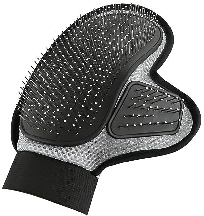 Makife Haustier Fellpflegehandschuh, Enthaarungshandschuhe für Hunde Katzen, Fellpflegehandschuh zur Fellpflege durch Handschuh für Hund, Katze und Pferde, Grau