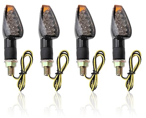 4PCS Motorcycle Turn Signals,14LED Front+Rear Motorcycle Blinkers with Cool Amber Lamp,12V Motorcycle Turn Signal Light Compatible with Yamaha Kawasaki Motorcycle Accessories (Smoked Black Shell)