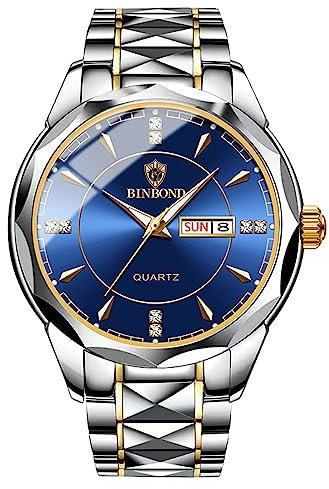 Tiong Uhren Herren，Blaue Herren-Quarzuhr mit Kalenderzifferblatt, Wasserdicht, Leuchtender Zeiger,Modische Geschenk für Männer…