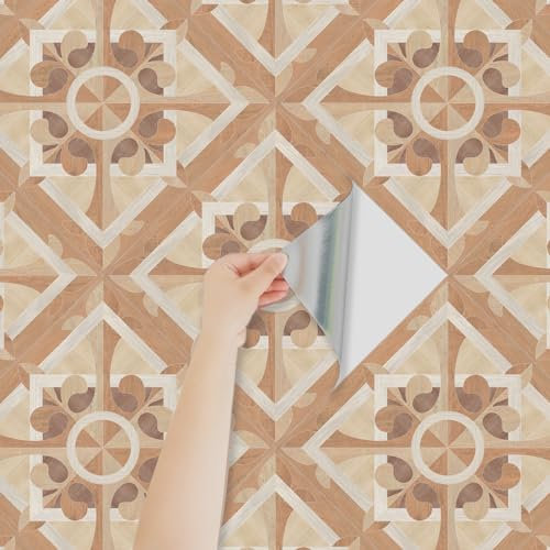 Homease PVC Bodenfliesen Selbstklebende Retroeffekt Vinylboden, Rutschfeste Wasserdichte Fliesenoptik Retro-Fliesenmuster Designs Bodenbelag für Küche Wohnzimmer Balkon 30x30cm 50 Fliesen 4.5m²