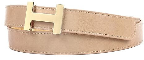 Zakatte • Damen Gürtel aus Kunstleder mit H-Schnalle Hüftgürtel Taillengürtel Damengürtel BS058 (Hellbraun-Gold, 95 cm)