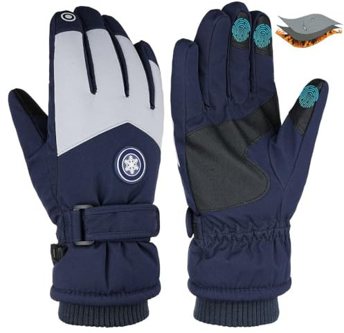 BOSREROY Winddichte wasserdichte Schneehandschuhe – Skihandschuhe Touchscreen rutschfeste Unisex-Handschuhe