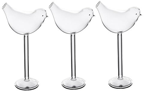 OUNONA Set mit 3 Vogel-Cocktailgläsern,Spülmaschinengeeignete Getränkegläser für Mixgetränke, Höhe 21cm, 150 ml, Vogel Becher Whisky-becher Klare Becher Klare Gläser Irisches Bec