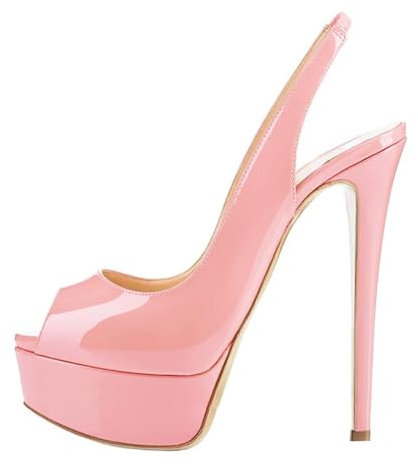 Sandali con plateau e tacco alto da donna Sandali sexy con punta aperta e tacco a spillo da donna 38 Rosa