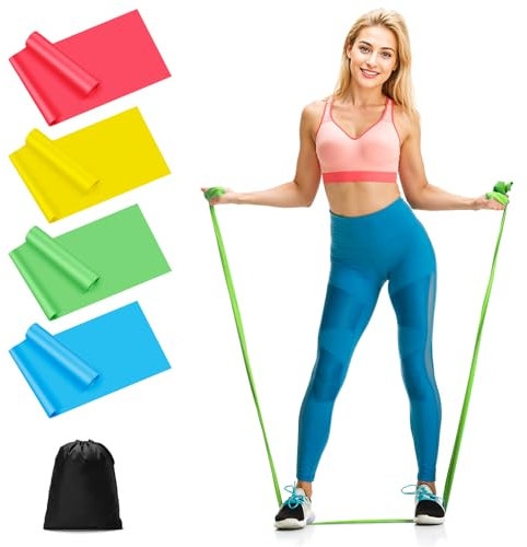 Moicainy Fitnessbänder 4er-Set, 1,8m Lang Gymnastikband mit 4 Widerstandsstufen, Widerstandsbänder für Crossfit, Muskelaufbau, Yoga, Pilates für Männer und Frauen