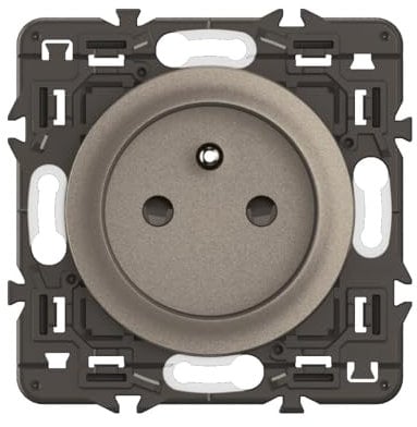 LEGRAND - Prise Electrique Murale avec Terre Céliane - Connexion à vis - Titanium - A compléter avec une plaque