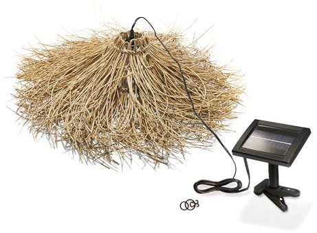 Esotec Solar LED Hängeleuchte Alexandria, Boho Stil, Polyrattan, Solarlampe, Wintergarten, LED-Lampenschirm, Deckenlampe, outdoor, außen, wetterfest, 2800K, Höhe 20cm, IP44, 102251
