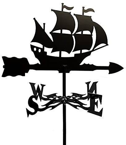 Girouette à voile avec indicateur de direction creux sculpté en acier inoxydable noir