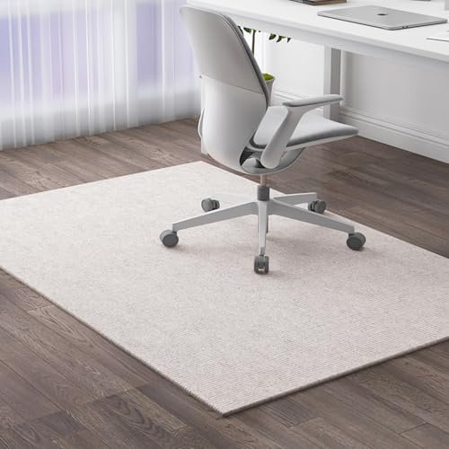XIEMINLE Schreibtischstuhlmatte für Hartholzböden, rutschfeste Bürostuhl-Bodenmatte, harte Bodenschutzmatte, Bürostuhl-Unterlage, Computerstuhl-Teppich für Heimbüro (100 x 120 cm, Beige)