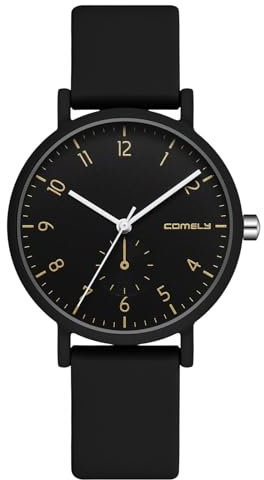 CIVO Uhr Damen Analog Silikon: Mode Damenuhr Quarz - Wasserdicht Uhr für Frauen Casual Schwarz