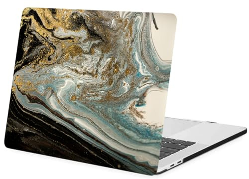FFBOFFC Hard Shell Compatible with MacBook Air 13 Inch Case 2020 2019 2018 Release A2337 A2179 A1932 with Retina Display & Touch ID, Plastic Hardshell Laptop Case Cover, Black Gold Marble