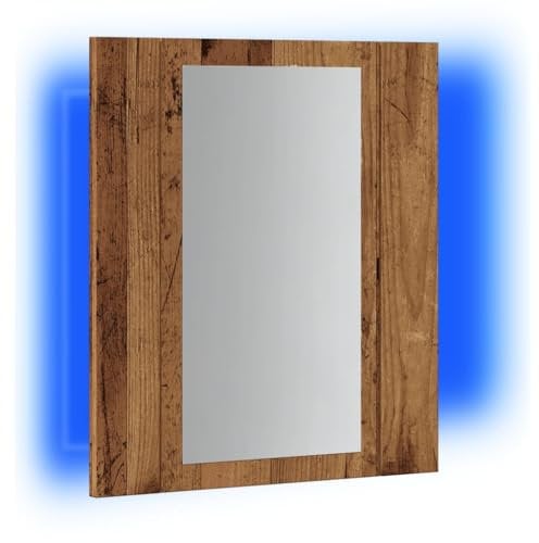vidaXL Armario de baño con Espejo LED Madera Envejecida 40x12x45 cm, Armario de baño con Espejo LED, Armario de Pared, Armario con Espejo para Lavabo