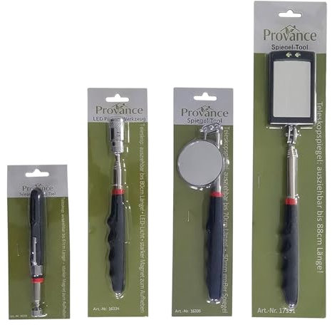 Pick up 4er Set Teleskop Werkzeugset LED Magnet Inspektionsspiegel Spiegel Heber (4er Set)