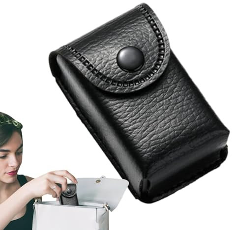 Custodia per occhiali in pelle morbida, porta occhiali da viaggio, custodia protettiva da viaggio in pelle PU, custodia per occhiali pieghevole in pelle marrone, confezione da 2 pezzi, Nero , Refer to