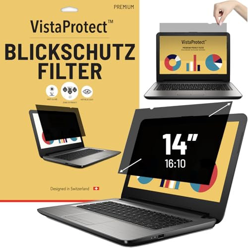 VistaProtect – Premium Blickschutzfilter & Anti-Blaulichtfilter, Privacy Filter Anti Blue Light Blickschutzfolie für Laptops & Notebooks (14 Zoll - 16:10)