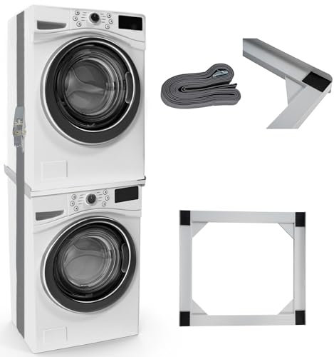 DELUKE® Verbindungsrahmen für Waschmaschine/Trockner EDEO - 60cm Breit, Universal | Zwischenbaurahmen Waschmaschinen Trockner Zwischenbausatz Stapelbausatz Waschmaschinenzubehör