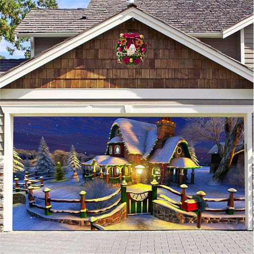 Treer 2024 Garagentor Banner für Weihnachten, Groß Xmas Banner Abdeckung Dekorationen mit Seil für Weihnachten Urlaub Partyzubehör im Innen und Außenbereich (200 * 150cm,Roter Briefkasten)