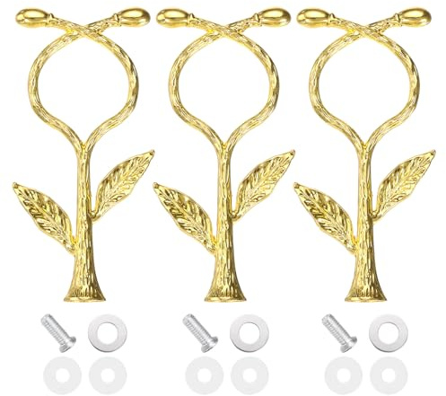 sourcing map 1-Tier Cake Tray Stand Handle 3 Set Metal Cake Stands Holder Cupcake Dessert Plate Hardware Fitting Holder Rod Stand Handle for Wedding Party Festival Cake Plate, Gold (Vine)