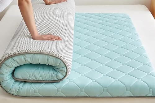 Japanische Futon-Matratze, Boden-Schlafmatte, faltbare Matratze, Tatami-Matte, tragbare Isomatte für Camping-Schlafsaal (Grün, 120 x 200 cm)