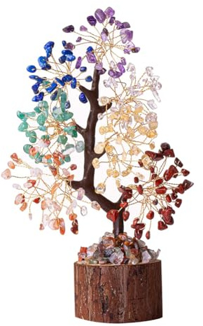 FOGARI Chakra Steine Kristallbaum Kristalle,Sieben Chakra natürliche Heilung Reiki Kristall Bonsai Glück Geldbaum für Glück,Edelsteinkristall Deko Bonsai Baum,Spirituelle Geschenke für Frauen