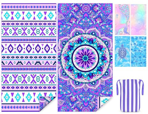 COYBTO Mikrofaser Strandtuch, 180x90 cm, Doppelseitig, Schnelltrocknend, Sandfrei, Beach Towel für Herren Damen, Strandhandtuch für Reise, Urlaub, Strand, Pool