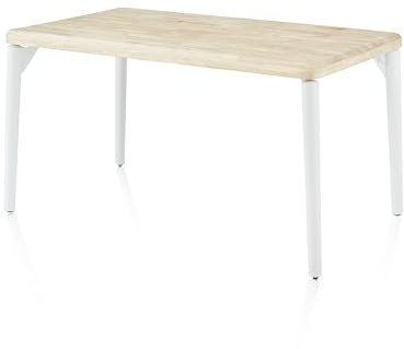 Padma, Mesa de Comedor Fija, Mesa Cocina, Mesa Salon, Acabado en Roble y Blanco, Medidas: 140 cm (Largo) x 80 cm (Ancho) x 76 cm (Alto)